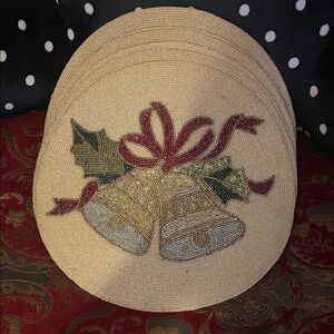 6 Nicole Miller Beaded Holiday Bells Placements